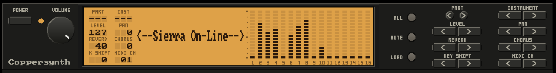 The Coppersynth front panel
